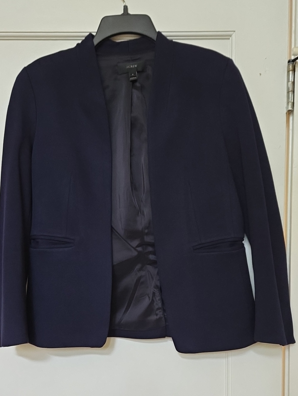 J. Crew Navy Collarless Ponte Blazer